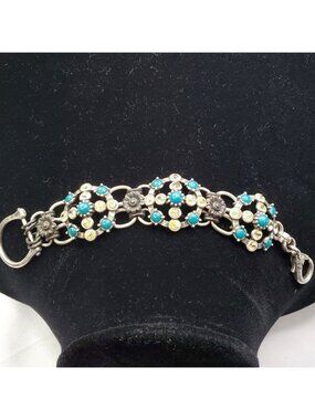 VTG LUCKY BRAND Statement Bracelet Green and Light Yellow Set In Silver Tone